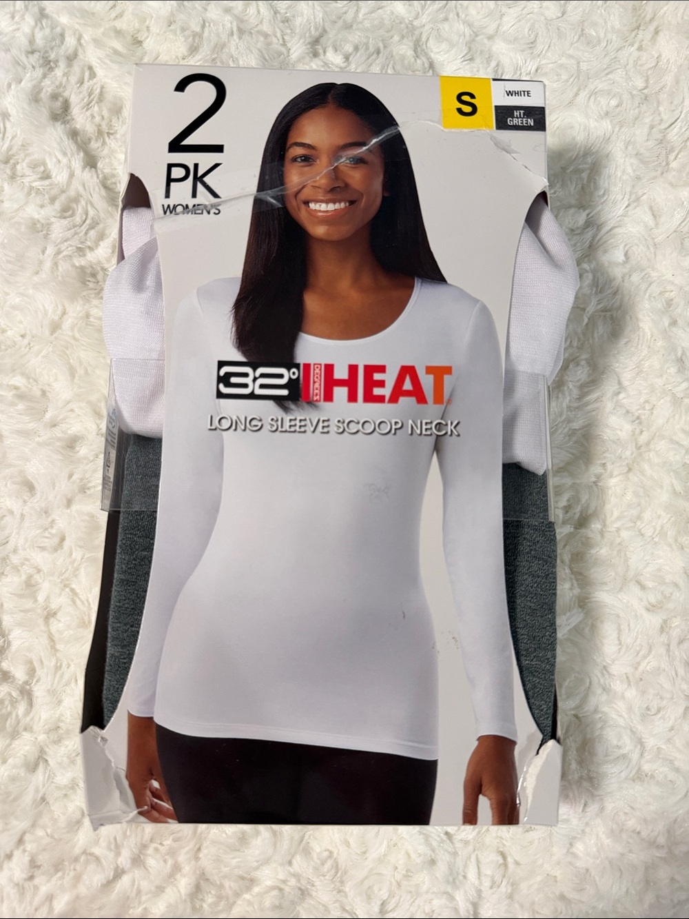 Women’s Long Sleeve Scoop Neck Top - White & Gray - 2 Pack NEW IN BOX size sm